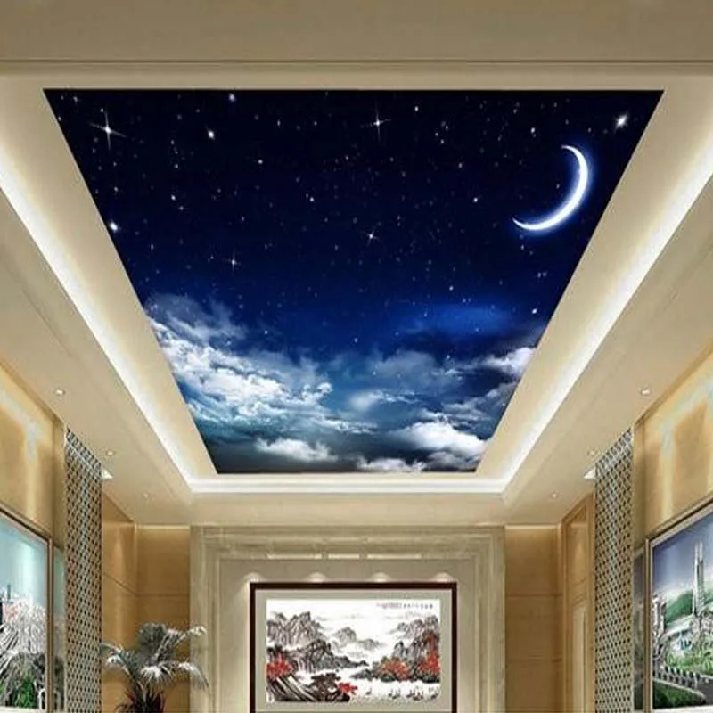 

Drop Shipping Custom 3D Photo Wallpaper 3D Romantic Sky Ceiling Mural Wallpaper Study 3D Ceiling Wall Papers Home Decor