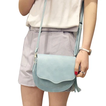 

Women PU Leather Crossbody Bag Tassels Ladies Adjustable Strap Bags Solid Color Shoulder Bags