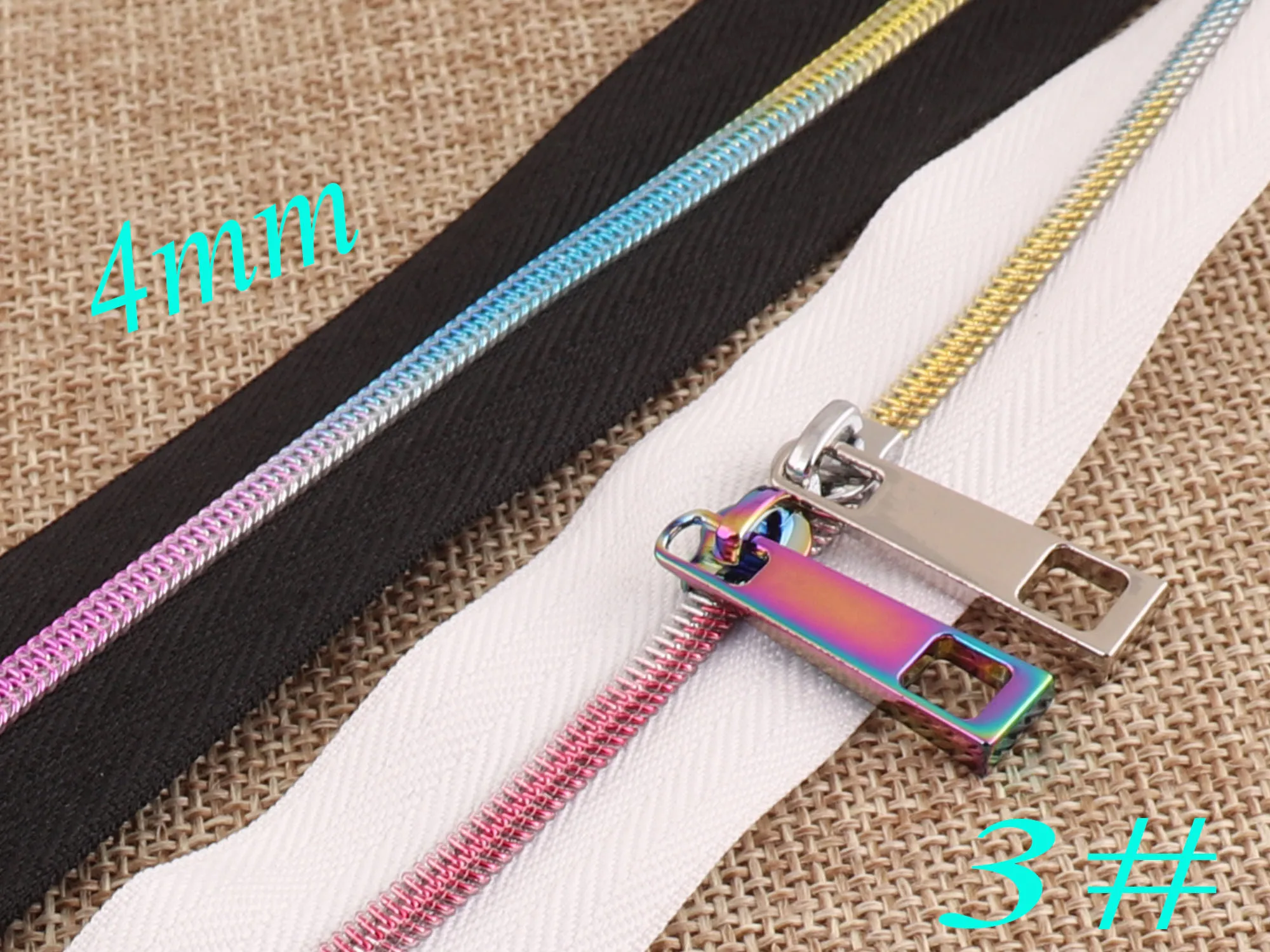 5 YARDS-5 PCS Rainbow Nylon Coil Zippers with Silver/Rainbow Zipper Slider White Colorful Great for Purse Bag Dress#3 | Дом и сад