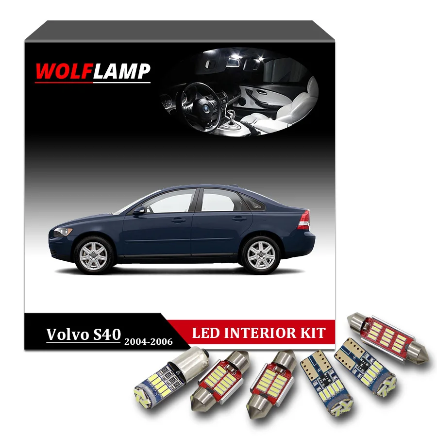 Wolflamp 15 шт. белый Canbus комплект светодиодный автомобильный светильник s для 2004-2006 Volvo S40 карта светильник багажник купольная лампа пластина лампа без ошибки