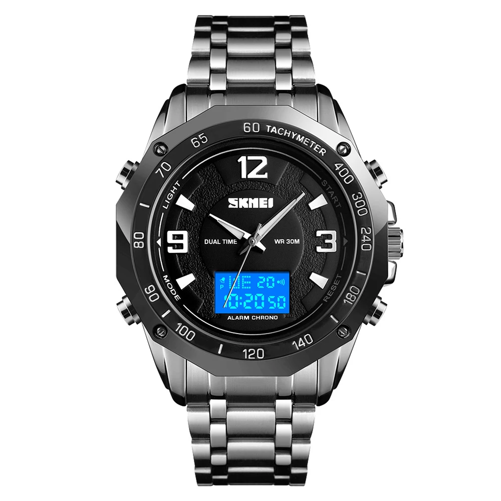 

SKMEI 1504 Multifunctional Dual Dial Digital&Analog Men's Watch 3ATM Waterproof Casual Formal Business Male Watch Luminous