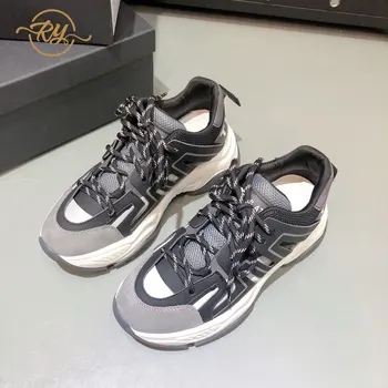 

RY-RELAA women sneakers 2019 fashion Genuine Leather platform sneakers ins new spring womens shoes chunky casual shoes women