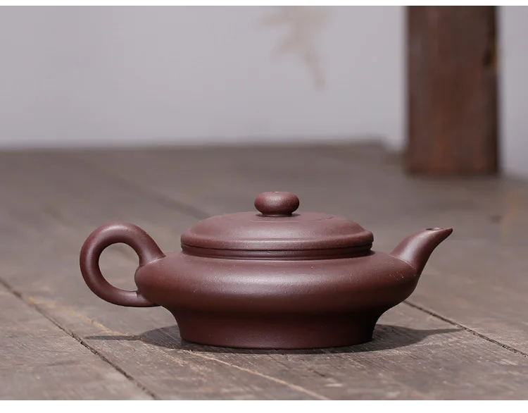 Large Flat Oval Tea Pot Entirely Handmade Genuine Product Yixing Clay Teapot Raw Ore Old Purple Clay Large Number Water Flat Tea