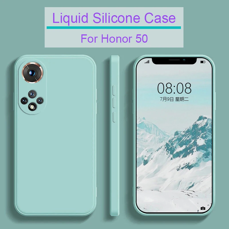 Global Version for Honor 50 honor50 Soft Solid Candy Cover Liquid Silicone Case Square Liquid honor50_voghion.com