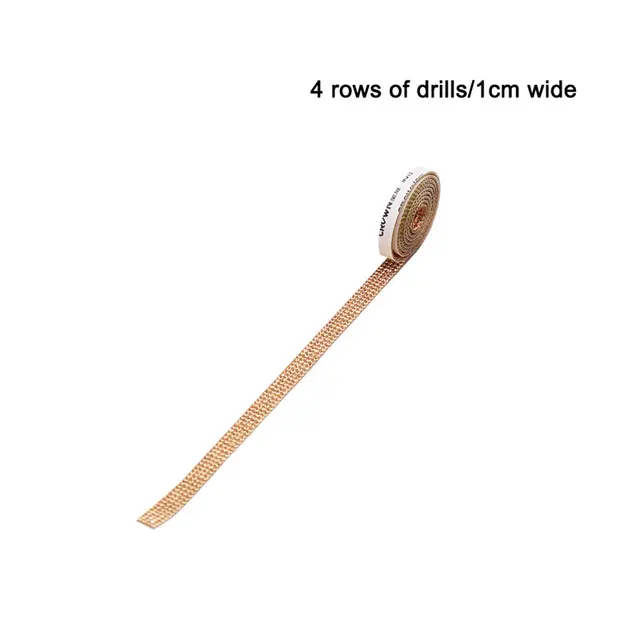 Self-Adhesive Crystal Rhinestone Diamond Ribbon DIY Decoration Sticker with Rhinestones for Arts Crafts DIY Car Phone Decoration gold-1cm