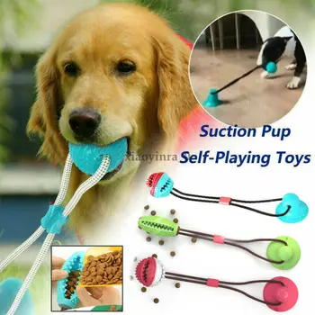 

Pet Dog Floor Suction Cup Ball Toy Puppy Cat Teeth Cleaning Chewing Playing US