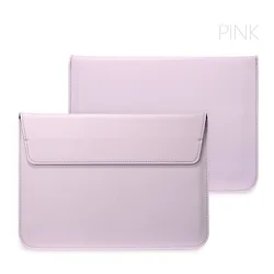 Premium PU Leather Laptop Sleeve & Protector Case - Elegant Notebook Cover - 11-12 inch (Pink)