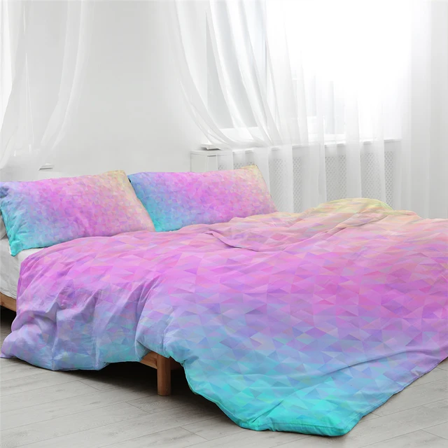 Blessliving Colorful Glitter Bedding Set Girly Turquoise Blue Pink Pastel Colors Shining Duvet Cover 3 Piece Trendy Bedspreads Bedding Sets Aliexpress