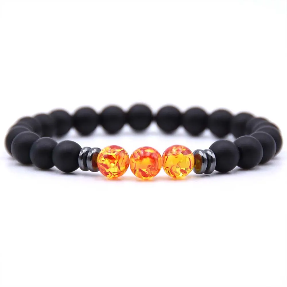 

Simple Men Women Black Tourmaline Matte Stone Bracelets Fashion Yoga Beaded Stretch Bracelet Stone Bracelets Jewelry Gift