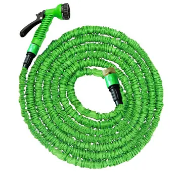 

Latex Expandable Garden Hose with 8 Function Spray Gun High Pressure Brass Connector Garden Accessories Green 50ft