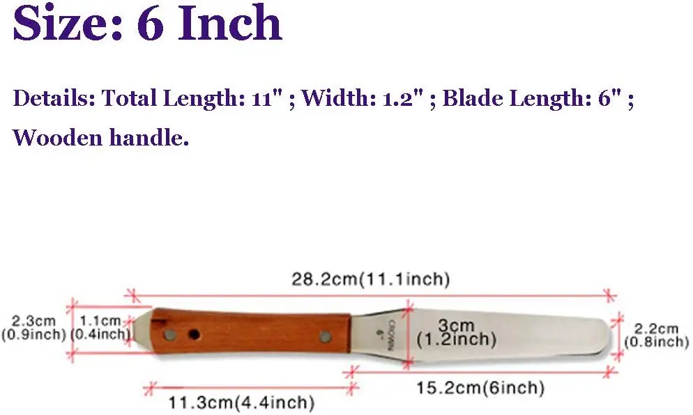 6 inches Шелкография промышленный шпатель для чернил лезвие из нержавеющей стали скребок и деревянная ручка трафаретная печать чернильный нож Запчасти для инструментов - Цвет: 6 inches