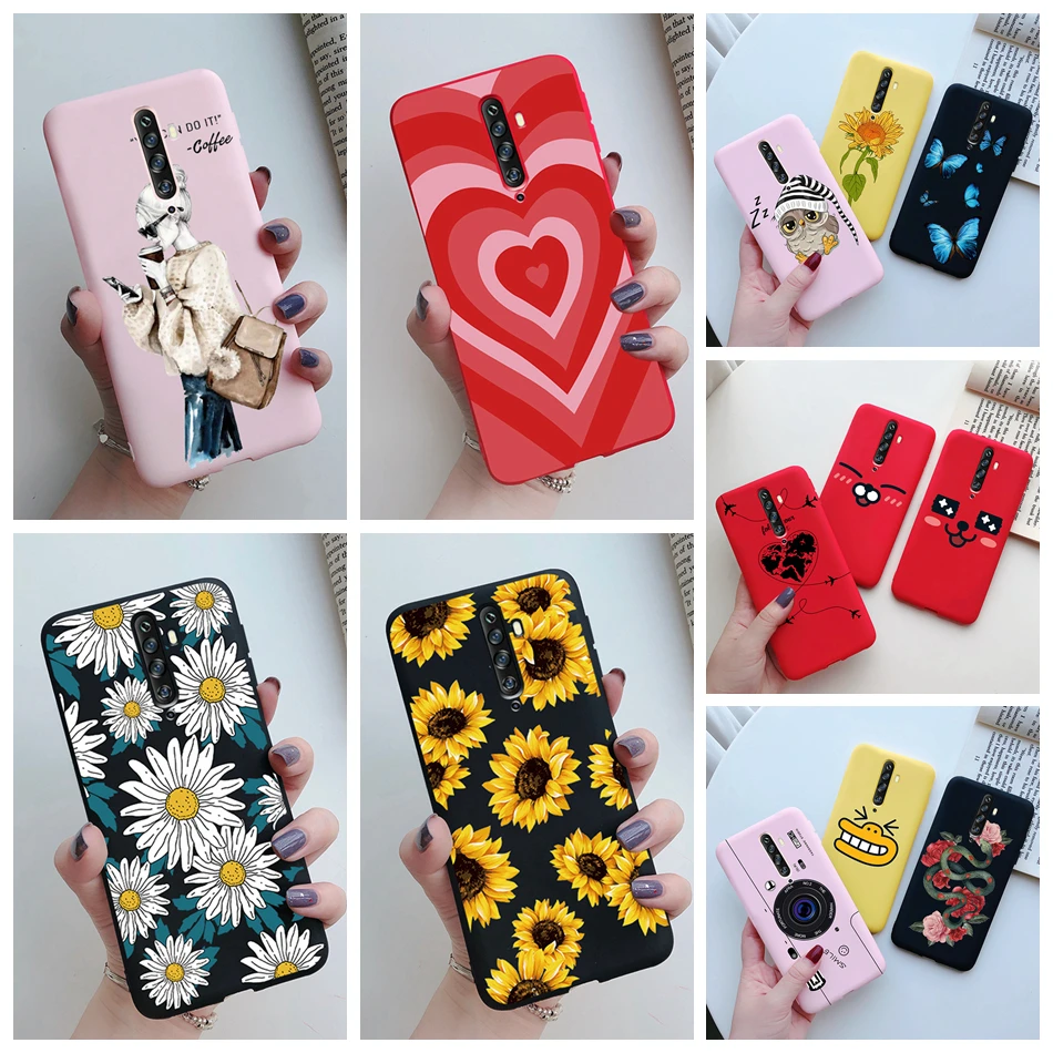 For Oppo Reno2 Reno2F Reno2Z Case Sunflower Cute Love Heart Silicone Cover Case For Oppo Reno 2Z 2F 2 F Z Phone Case TPU Bumper oppo mobile cover