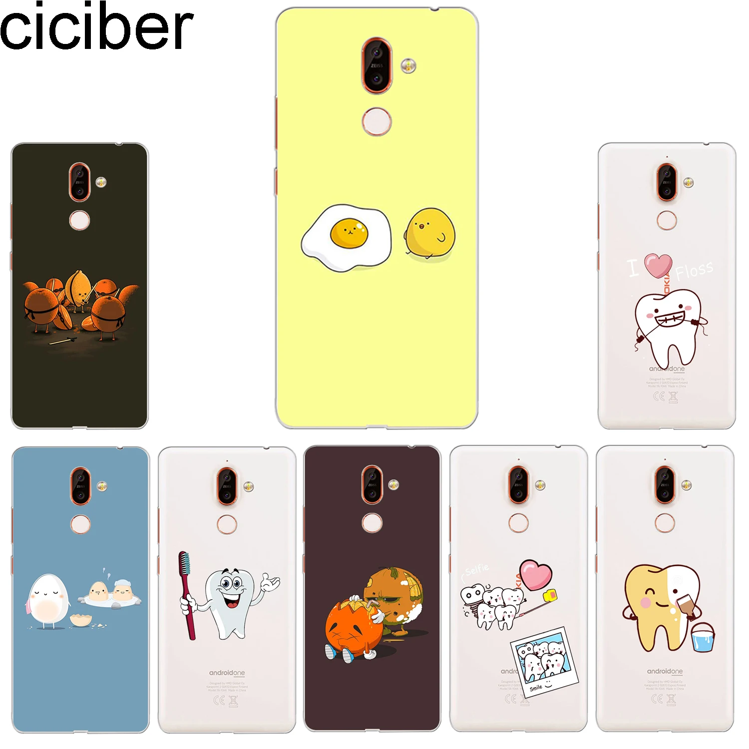 

ciciber Food Tooth Phone Case for Nokia 9 PureView 1 2 3 5 6 7 8 Sirocco Soft TPU Cover for Nokia 2.1 3.1 5.1 6.1 7.1 8.1 Plus