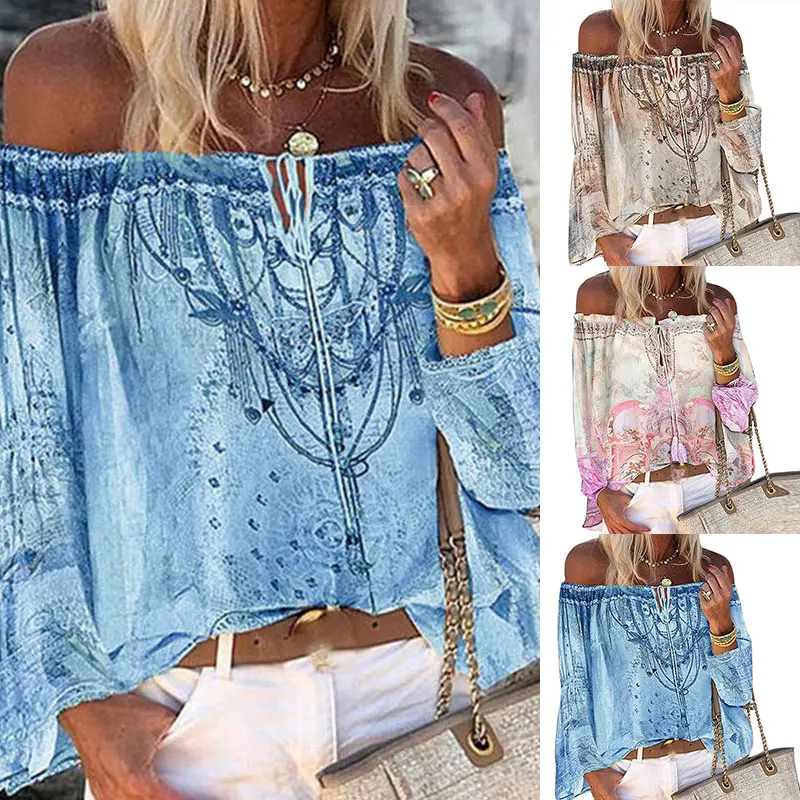 Летний топ с открытыми плечами Женская Повседневная офисная одежда блузка