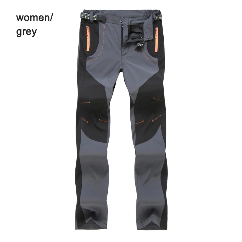 Мужские и женские походные брюки, непромокаемые брюки, мужские уличные брюки для рыбалки, треккинга, рыбалки, альпинизма, брюки размера плюс S-4XL - Цвет: women grey