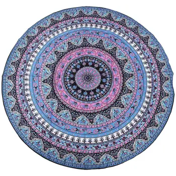 

Round Print Bohemian Mandala Tapestry Wall Hanging Picnic Beach Towel Blanket blue