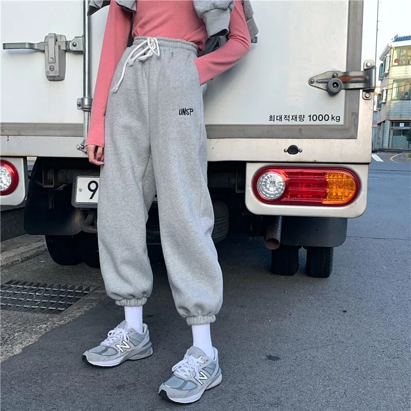 

EACHIN Women Sport Drawstring Jogging Pants Winter Warm Loose Sportwear Trousers Female Fashion Casual Streetwear Cargo Pants
