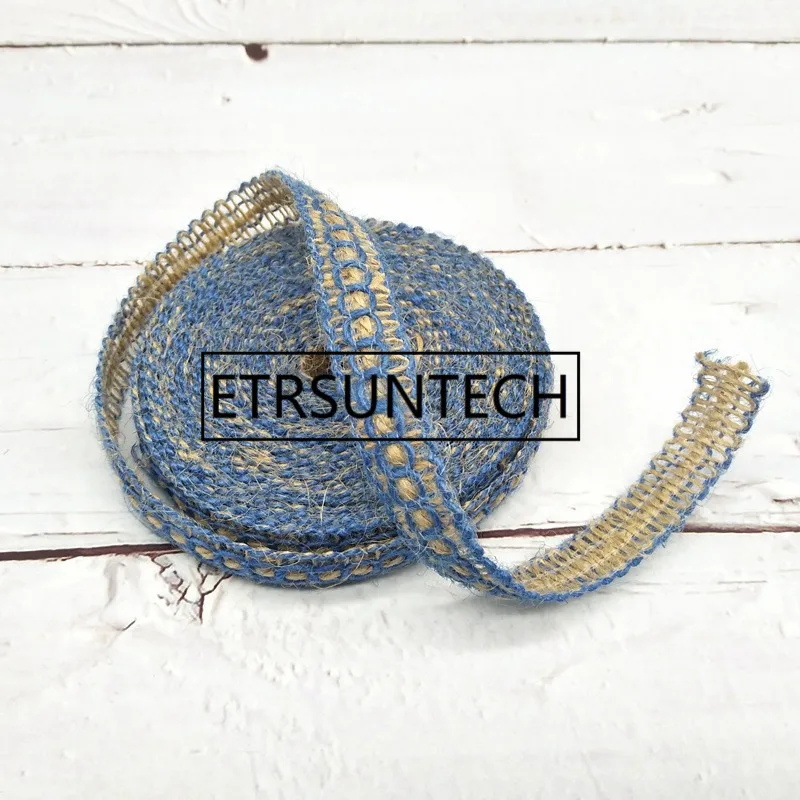 Round Blue 100 шт. лента из мешковины для рукоделия, для свадебного фестиваля, Рождественское украшение, винтажная деревенская веревка, ремесла, Подарочные ленты, украшение для упаковки - Цвет: Round Blue
