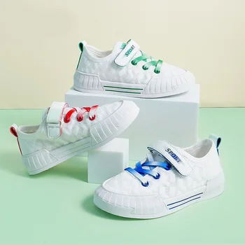 

2020 Autumn Children's Canvas Shoes Boys Low-top Soft Comfortable School Shoes Girls Mesh Breathable Flat Shoes 3-5-7 Years