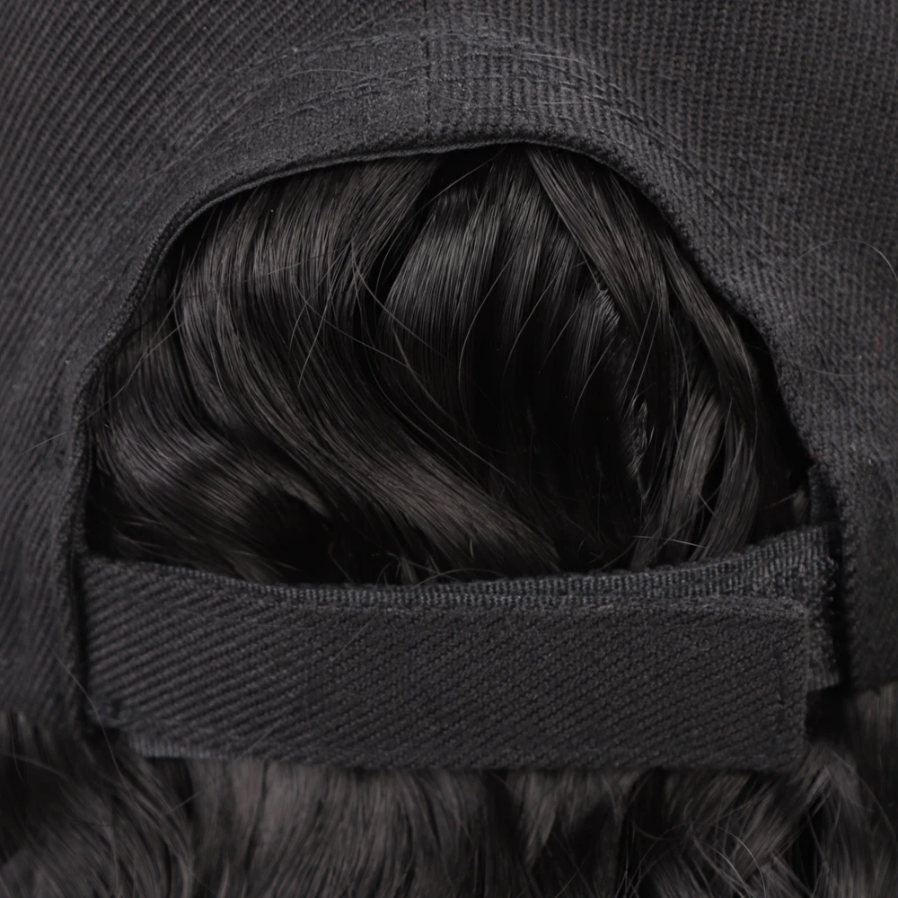 Black Star Hair Synthetic Long Wave Baseball Cap with Hair Brown Black Wavy Women Wig Hats with Wavy Extensions for Women