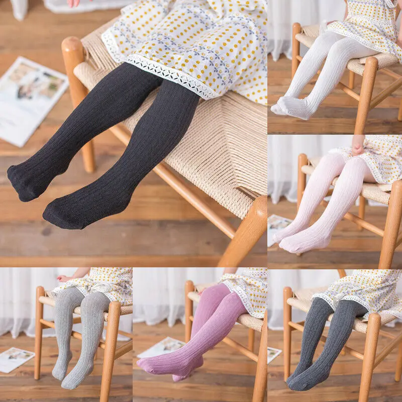 

Toddler Baby Girls Knitted Cotton Warm Tights Stocking Solid Ribbed Long Pantyhose 0-4Y