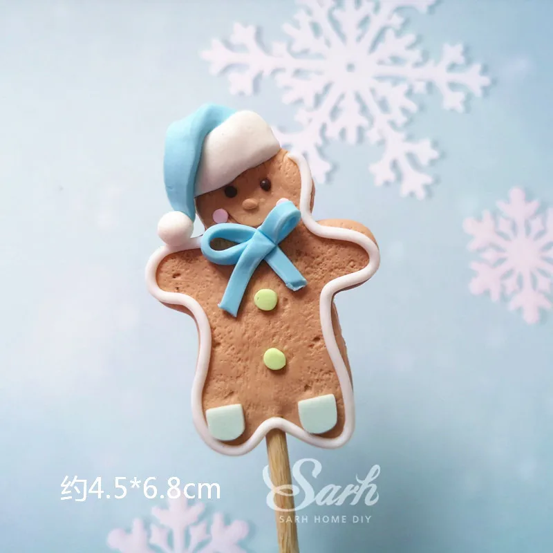 Gingerbread Man Розовые перчатки, медведь, Санта Клаус, рождественские топперы для торта, снеговик, рождественская елка, детский душ, принадлежности для выпечки на день рождения, подарки для любви - Цвет: Gingerbread Man
