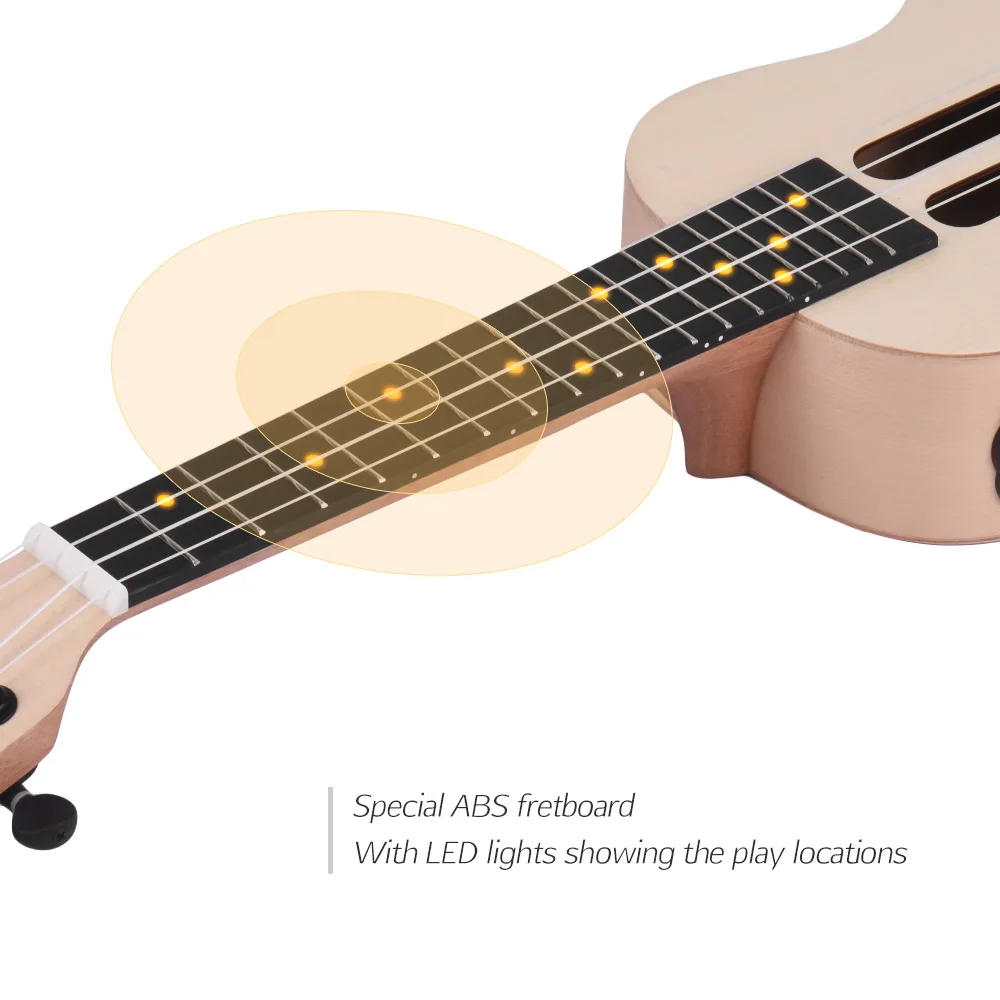 Populele U1 2" Умный Ukelele Uke комплект поддерживает приложение обучения Bluetooth подключение со светодиодный светильник для начинающих usb зарядка
