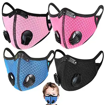 

4pcs Kids Sport Mask for Girls Boys Face Cover with Filter Breathable Washable Dustproof Face Mask Teenager School Mask