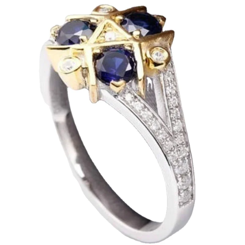 Fashion Natural Gemstone Sapphire Promise Wedding Ring Anniversary Ring Size 6-10 wedding rings engagement rings