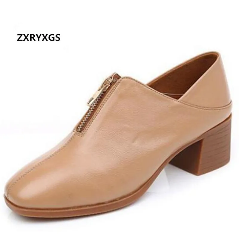 

Hot Sale Soft Cowhide Spring Shoes for Women High Heel Shoes Non-slip Soft Bottom Comfort Genuine Leather Shoes Casual Shoes