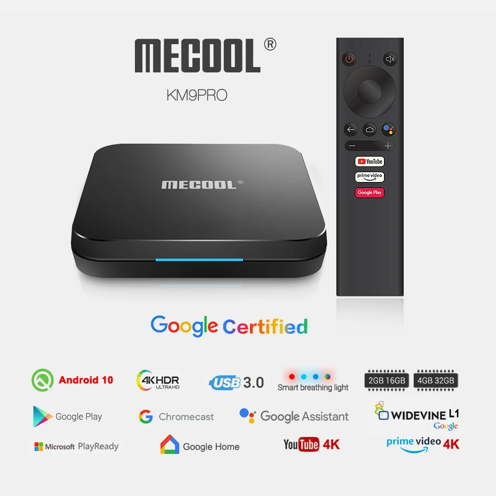 20 шт Google Certified MECOOL KM9 PRO Android tv 10 0 4 ГБ 32 TV Box Amlogic S905X2 4K 2 4G 5G Dual Wifi BT4.0 | Электроника