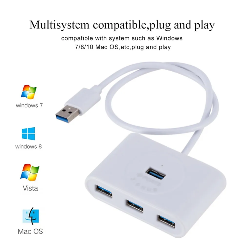 50 см 4 порта Высокоскоростной USB 3,0 концентратор с разветвителем питания USB3.0 OTG адаптер для Macbook ноутбука ПК компьютера HDD комплект аксессуаров