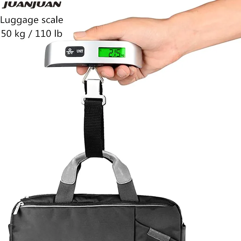 

Mini Luggage Scale 50kg/110lb Digital Electronic Travel Weighs Portable Suitcase Scales Hook Steelyard Balance Weight Tool 40%