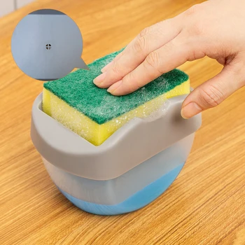 

Kitchen Scrubbing Liquid Detergent Dispenser With Sponge Box Press-type Liquid Box Scouring Pad Dishwashing Soap Dispenser