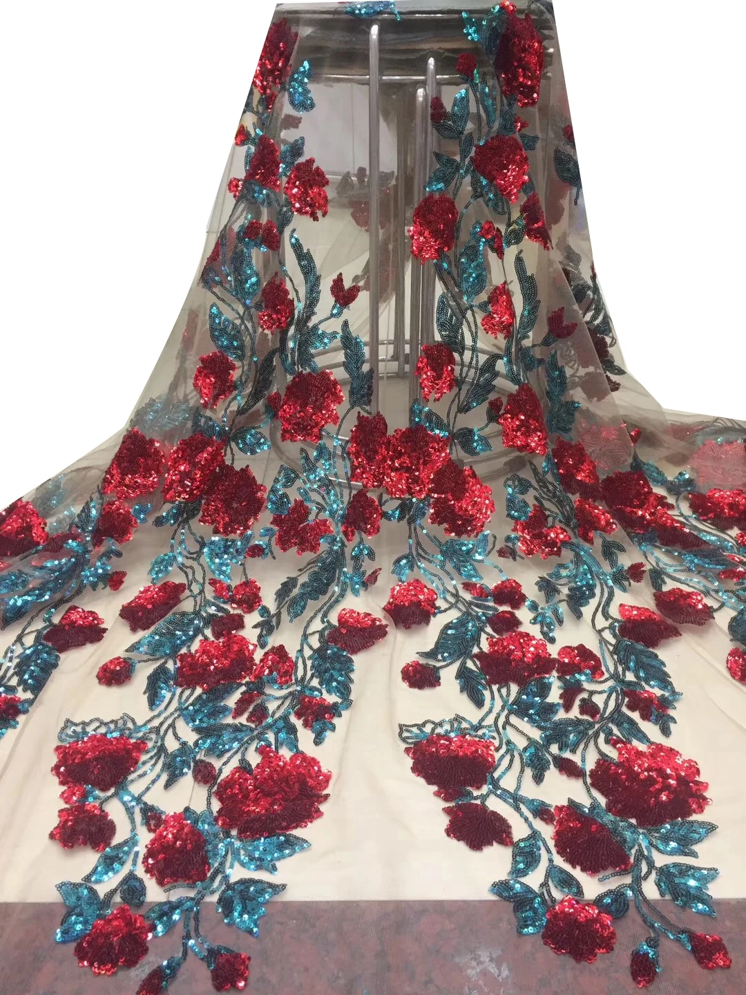 1 ярд вышивка блестки французский Тюль Кружево Нигерия лучшее качество Чистая кружево горячая Распродажа модный швейный материал для свадебного платья
