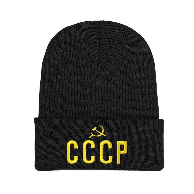 Вышивка CCCP вязаные шапки Россия Skullies Beanie Повседневные шапки женские модные шапочки мужские теплые зимние шапки оптом