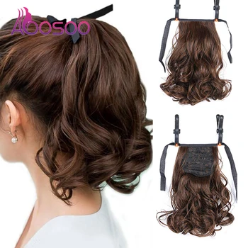 

AOOSOO 6 colors of short curly ponytail hair heat-resistant synthetic drawstring ponytail women's wig curly ponytail