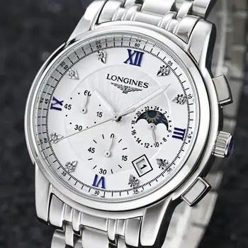 

Longines-new running seconds quartz watch classic trend men's sports students leisure steel band watch 5