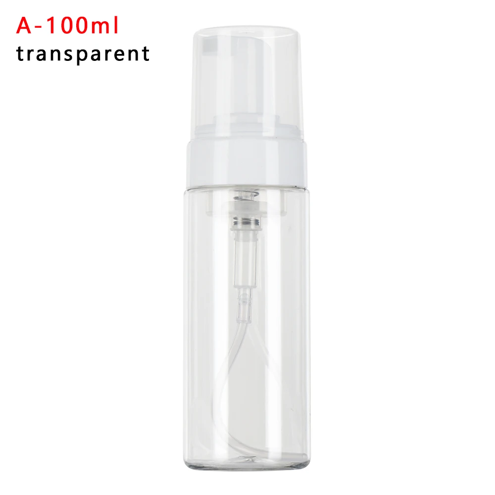 A-100ml transparent 50/80/100/150ml прозрачный синий спрей бутылка для жидкого мыла, Мусс лосьон шампунь для геля для душа, пены, бутылка с насосом - Цвет: A-100ml transparent