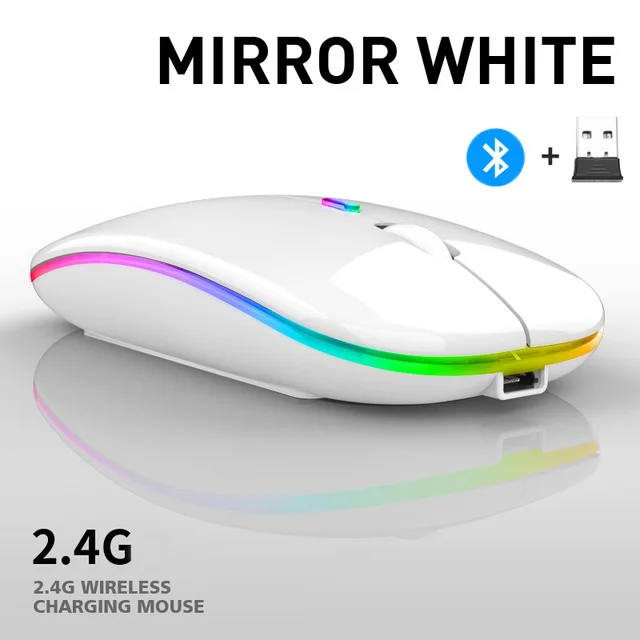 RGB Wirelesss Mouse Rechargeable USB Bluetooth Computer Mouse Ergonomic Silent Macbook Gaming Mause LED Backlit Optical Mice mini computer mouse Mice