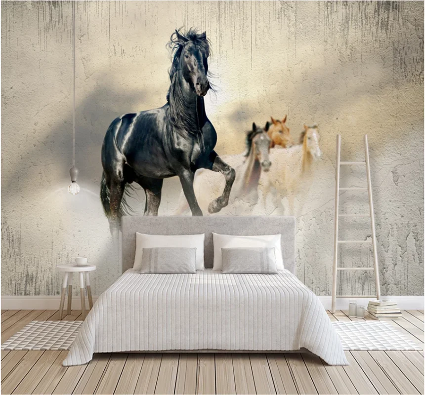 

xuesu Modern simple running horse map personality wallpaper Nordic back sofa bedroom custom mural 8D waterproof wall cloth