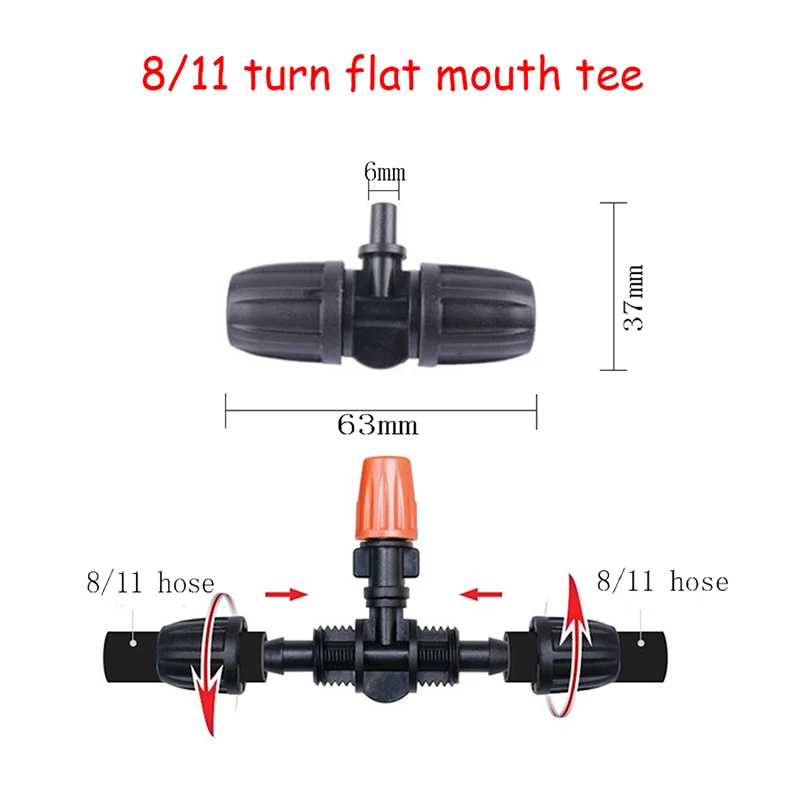 3/8"Garden Watering Hose Connectors 8/11 To 4/7mm Hose Spliters with Barbed Lock Automatic Micro Drip Irrigation System Fittings 