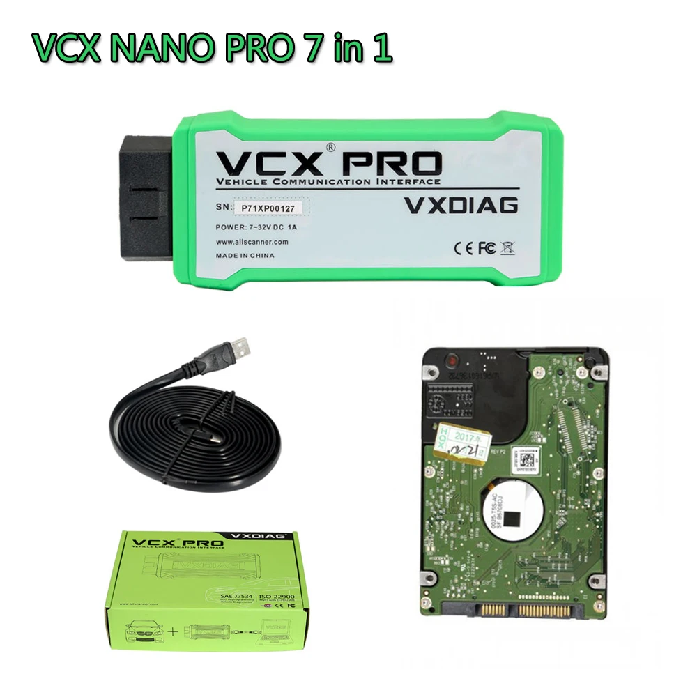 VXDIAG VCX NANO PRO 7 в 1 для GM/Ford Mazda/VW/Honda/Volvo/Toyota/JLR автоматический диагностический инструмент с программным обеспечением HDD опционально - Цвет: with software HDD