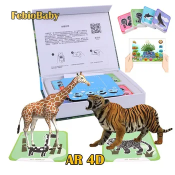 

For Phone Scan Children Educational AR Toy 4D Vivid Animal Learning Card interaction virtual reality Games With Multi Language