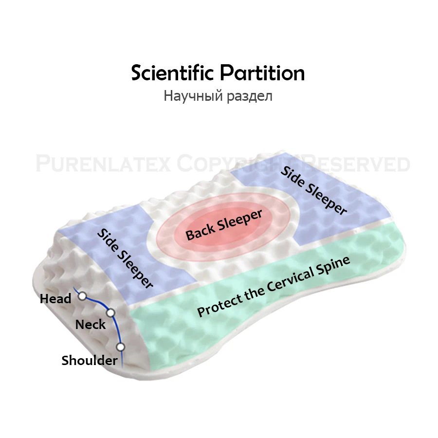 travesseiro de látex natural puro travesseiro macio com contornos para adultos almofada protetora para coluna cervical correta travesseiro rígido