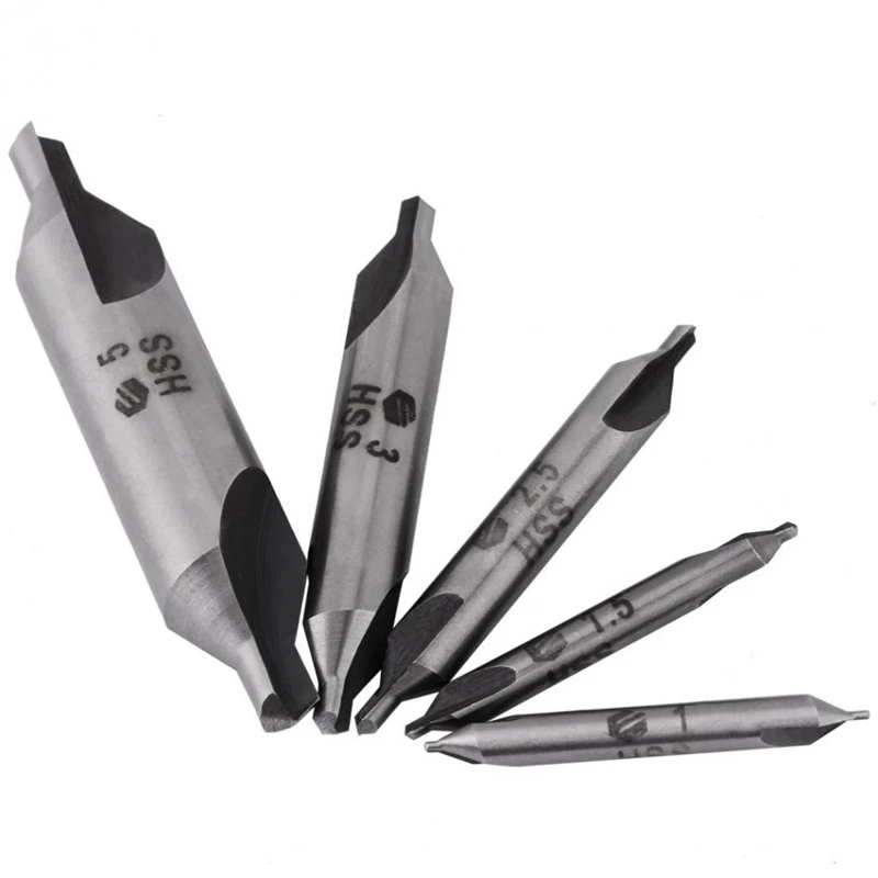 

10Pcs/Lot Combined Countersink Bits 60 Degree Center Drill Set Hss Metal Drilling Power Tools Lathe Milling Cutter Tool