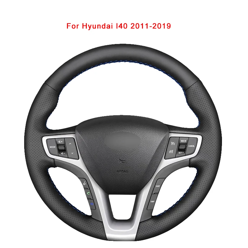 Оригинальная Кожаная оплетка на руль для Hyundai I40 2011-2019 черная под заказ |