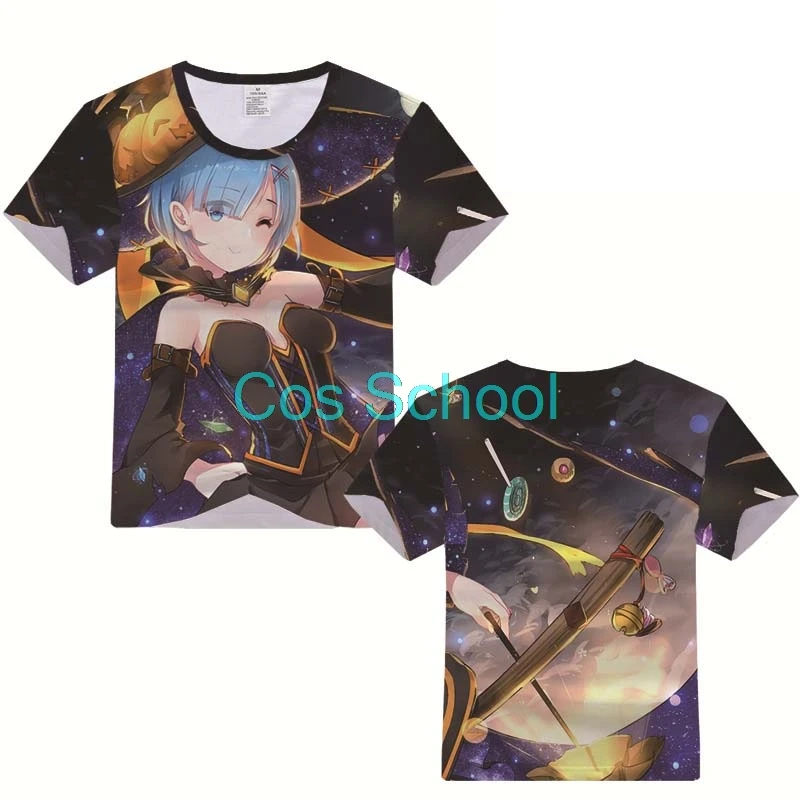 Аниме рам и рем футболка для косплея Re: Zero Starting Life in anthorn World Emilia Costumes Rem с короткими