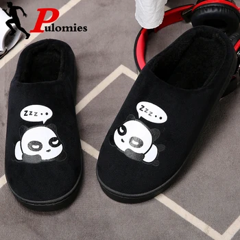 

PULOMIES Men Women Slippers Ladies Slippers Winter Warm Slippers Indoor Fur Slippers Panda Slippers Casual Platform Slippers