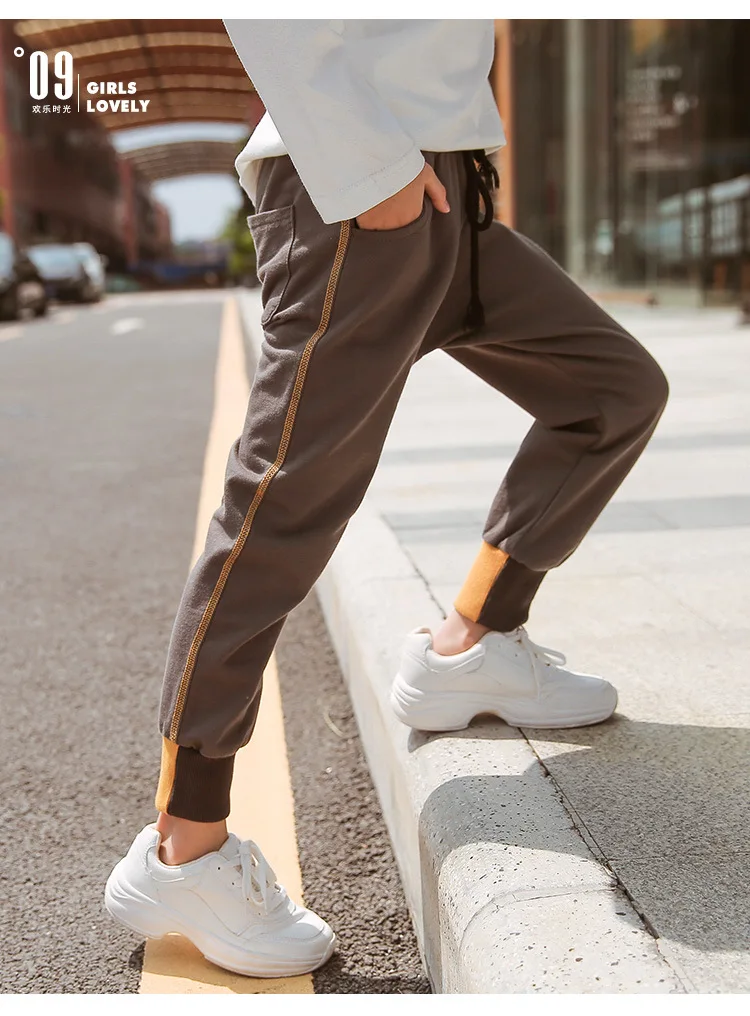 Girls Sports Pants Spring And Autumn New Style Middle And Large Children Harem Pants Western Style Autumn And Winter plus V